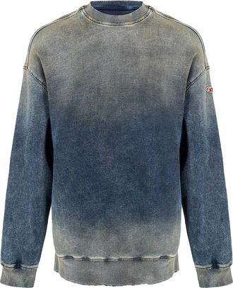 Diesel Heren Krib Ne Sweatshirt met vintage-look (Blauwe Denim)