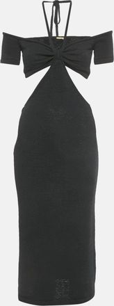 Cult Gaia Black Cotton Knit Cut-Out Midi Dress