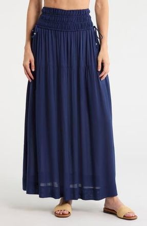 Elan Smocked Waist Maxi Cover-Up Skirt in Navy at Nordstrom Rack, Size X-Small