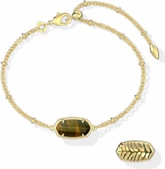 Kendra Scott Womens Tiger Striped Elaina Bracelet In Gold/ Dark Brown
