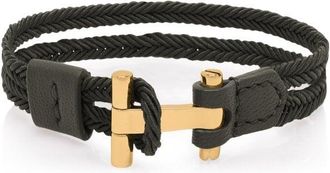 Tom Ford LEATHER NYLON BRAIDED BRACELET Size: XL, colour: GREEN