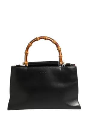 Gucci Nymphaea Bamboo Top Handle Leather Womens Bag (Pre-Owned)