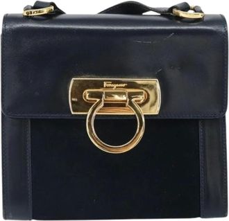 Ferragamo Pre-owned Cross Body Bags, female, Blue, Size: ONE SIZE Pre-owned Leather Shoulder Bag
