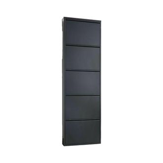 Dmora Zapatero Isidro, Zapatero, Armario De Entrada Multiusos, Zapatero, 50x15h172 Cm, Negro, Con Embalaje Reforzado - Dmora