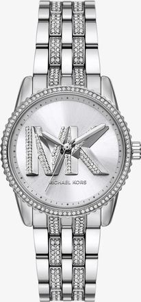 Michael Kors Mini Bryant Pav&eacute; Logo Silver-Tone Watch