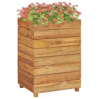 Berkfield Home Raised Bed 50x40x72 cm Solid Wood Teak & Steel in Brown | Size: 50 x 40 x 72 cm