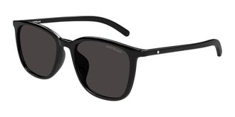 Montblanc MB0487SA Asian Fit 001 Mens Sunglasses Black Size 56