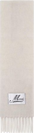 Marni Ivoor Scheerwol Sjaal met Franjes - Dames - Wintersjaals - Beige - ONE Size - Wol - Accessoires