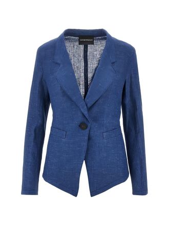 Emporio Armani Womens Linen Single-Breasted Jacket