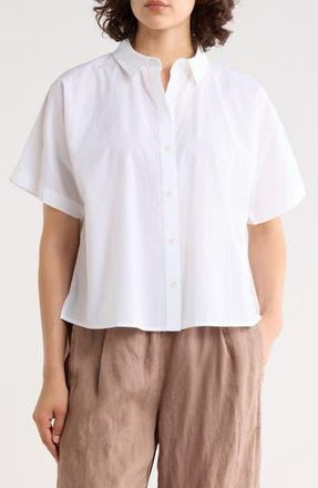 Eileen Fisher Classic Collared Organic Cotton Shirt in White at Nordstrom Rack, Size Xx-Small