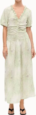 Baum Und Pferdgarten Abelline Maxi Dress In Distorted Green Flower