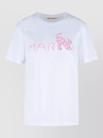 Marni cotton t shirt short sleeves crew neck print