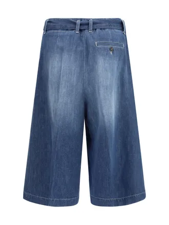 True Royal Cotton with Denim Belt Bermuda - Blue