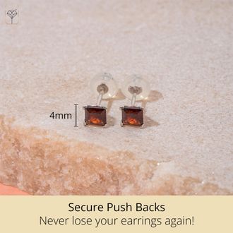 MAX + STONE 14k Yellow or White Gold 4mm Square Princess Cut Gemstone Stud Earrings
