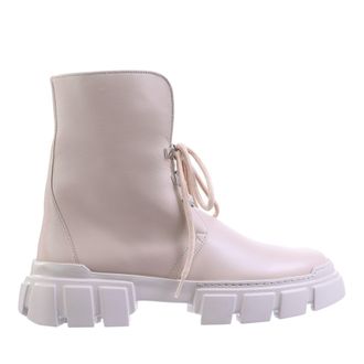 H&ouml;gl Beige Winter Hike Smooth Leather Lace-Up Ankle Boots