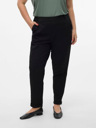Vero Moda Curve Anzughose VERO MODA CURVE VMCMAYA MW LOOSE SOLID PANT CUR NOOS, Damen, Gr. 46, L&auml;nge 32, schwarz, Web, Obermaterial: 62% Polyester, 33% Viskose, 5% El