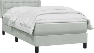 vidaXL Cama Box Spring Con Colch&oacute;n Terciopelo Gris Claro 80x210 Cm Vidaxl