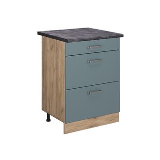 Vicco Mueble Bajo De Cocina R-line, Gris Azulado, 60 Cm Con Cajones, Et Antracita Vicco