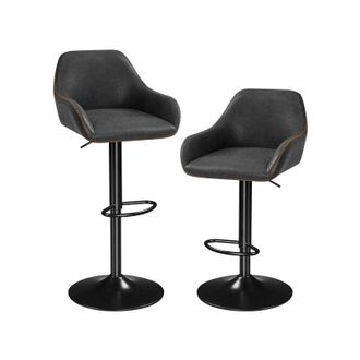 Yaheetech Pack De Taburete De Bar Taburete Altura Ajustable Capacidad De Carga 136 Kg Taburete Con Reposapi&eacute;s 2 Unidades/negro - Yaheetech