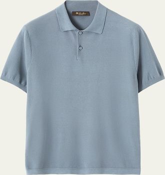 Loro Piana Mens Cotton and Silk Knit Polo Shirt