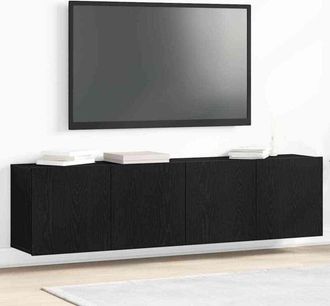 vidaXL Vidaxl - Mobili Porta tv 2 pz Rovere Nero 160x30x41 cm Legno Assicellare