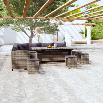 vidaXL Set De Sof&aacute;s De Jard&iacute;n 6 Piezas Y Cojines Rat&aacute;n Sint&eacute;tico Gris Vidaxl