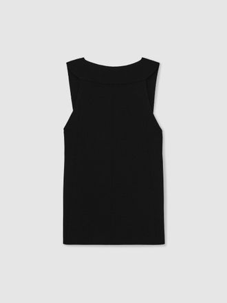 Reiss Black Low-back Rib-knit Vest, XS