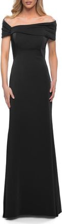 La Femme Simply Chic Off the Shoulder Jersey Gown in Black at Nordstrom, Size 16