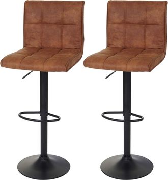 Hhg [nunca Usado] Juego De 2 Taburetes De Bar Hhg-076, Taburete De Bar Taburete De Mostrador, Imitaci&oacute;n De Ante Certificado Mvg, Vintage Marr&oacute;n Claro