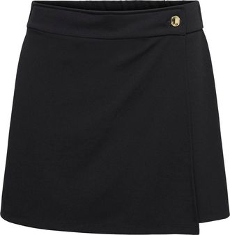 Only Hosenrock ONLY ONLSANIA LIFE BUTTON SKORT CS JRS, Damen, Gr. XS, schwarz detail:gold button, Jersey, Obermaterial: 95% Polyester, 5% Elasthan, unifarb