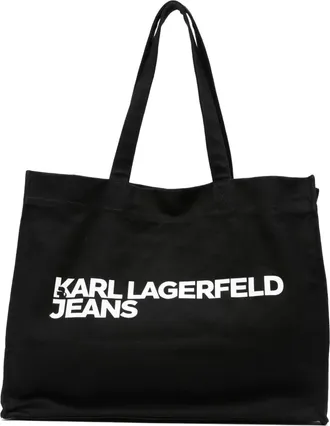Karl Lagerfeld logo-print tote bag - women - Cotton/Recycled Cotton - One Size - Black