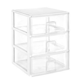 OEM Cajonera Apilable, Organizaci&oacute;n Vers&aacute;til, 3 Cajones Blancos De 38x37x47,3 Cm, 4 Unidades