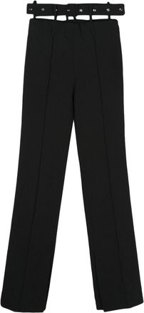 Rokh belt-detail straight trousers - women - Polyester/Viscose/Spandex/Elastane - 36 - Black