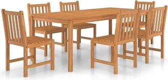 vidaXL 7 Piece Garden Dining Set Solid Teak Wood vidaXL