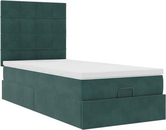 vidaXL Vidaxl - Estructura De Cama Otomana Colchones Terciopelo Verde Oscuro