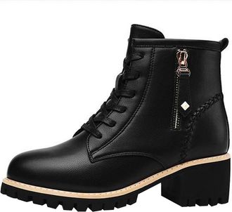 Generic Black Female Thick Velvet Warm Cloth Side Zipper Short Boots for Summer and Fall Outdoor Walking Footwear with Thick Sole and Durable Construction