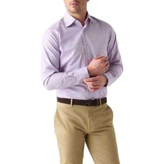 Robert Talbott Madison Check Light Weight Poplin Shirt in Contemporary fit in Pink at Nordstrom, Size 17.5 - 35