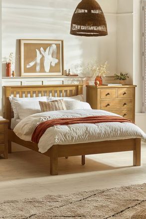 Julian Bowen Amsterdam Low Footend Solid Oak Bed in Natural | Size: Double