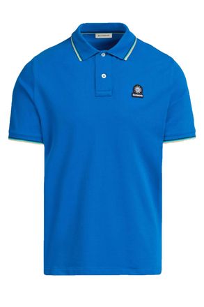 Sandbanks Mens Badge Logo Tipped Sleeve Polo Shirt Nautical Blue Cotton - Size 2XL
