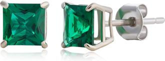 MAX + STONE 10k Yellow or White Gold 5mm Princess Cut Gemstone Stud Earrings