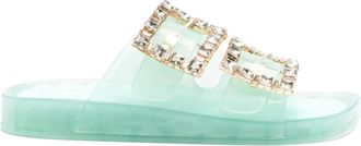 Twin-Set jewel buckles slides - women - Polyurethane/Fabric/Polyurethane/Rubber/glass - 38 - Green