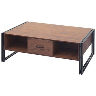 Hhg Mesa De Centro Hhg 236b, Mesa Auxiliar De Sal&oacute;n, Estructura 3d, 45x110x60cm Certificado Mvg, Metal, Aspecto Roble Silvestre