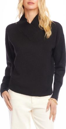 Karen Kane Crossover Shawl Collar Sweater in Black at Nordstrom, Size X-Large