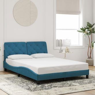 vidaXL Estructura De Cama Con Cabecero Terciopelo Azul 140x190 Cm Vidaxl