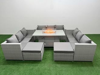 Fimous PE Rattan Lounge Sofa Set Outdoor Garden Furniture Set in Light Grey