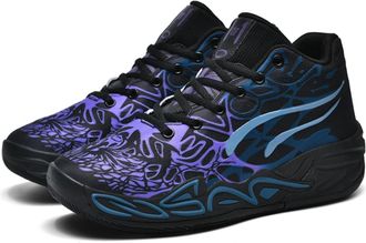 Generic Mens Anti Slip Sports Shoes are Breathable Wear-Resistant Shock-Absorbing Rebound Basketball Boots Walking Shoes(Black,5.5 UK)