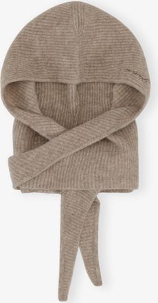 Ganni Brown Soft Wool Balaclava