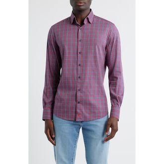 Johnnie-O Kenney Check Stretch Button-Up Shirt in Lobster at Nordstrom Rack, Size Xx-Large