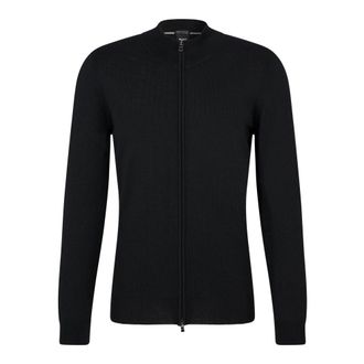 HUGO BOSS Hugo, Cardigans, male, Black, Size: L Virgin-wool cardigan in a regular fit