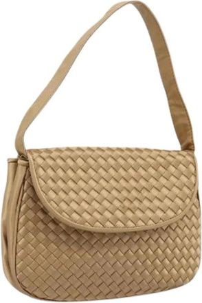 Bottega Veneta Pre-owned Vintage Satijnen Handtas - Dames - Pre-owned - Beige - Maat: ONE Size Satijn